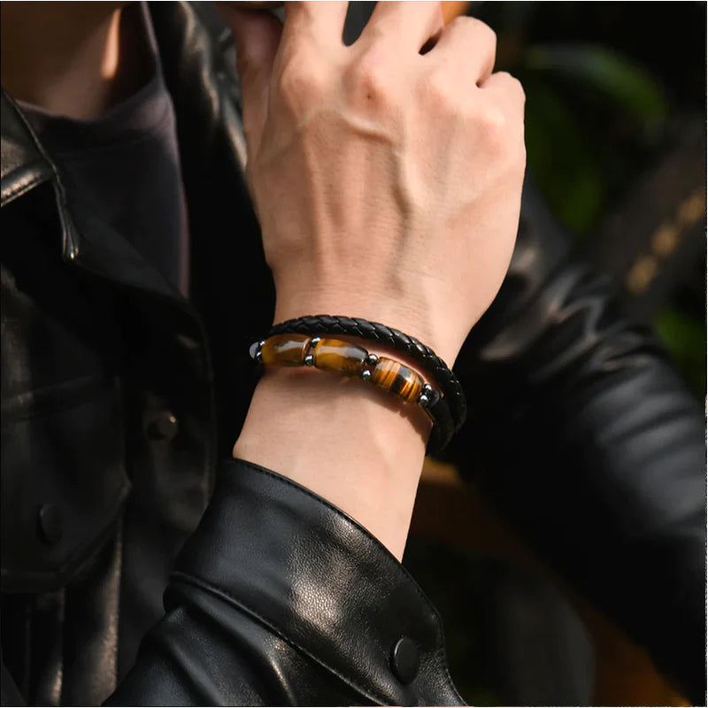 To My Son - Bracelet de protection en cuir avec œil de tigre