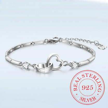 Bracelet en argent 925 "Cœurs inséparables" Liens familiaux