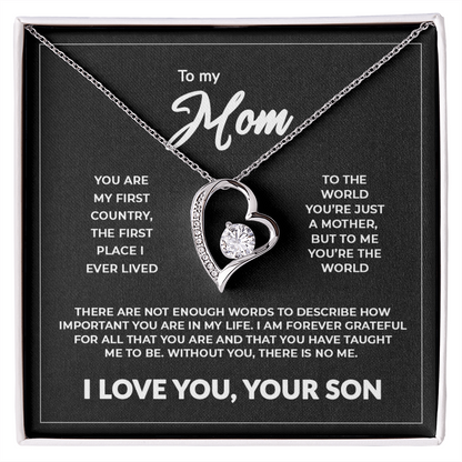 To My Mom - "Without You There Is No Me" Collier éternel